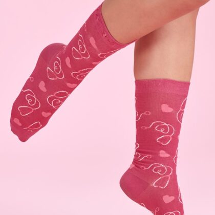 NBCF- Unisex Pink Happy Feet Comfort Socks