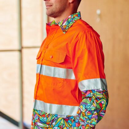 Men's Bonza Orange Day/Night Hi Vis 2.0 Full Button Work Shirt