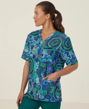 Indigenous Design Scrub Top - Warlu