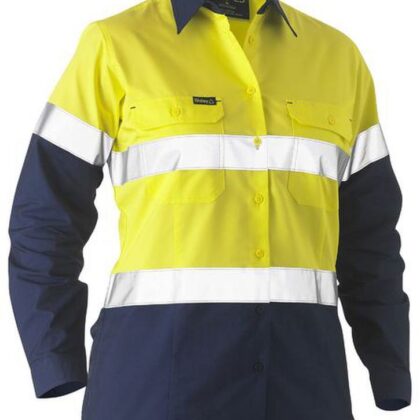 Womens Recycle Taped Two Tone Hi Vis Drill Shirt