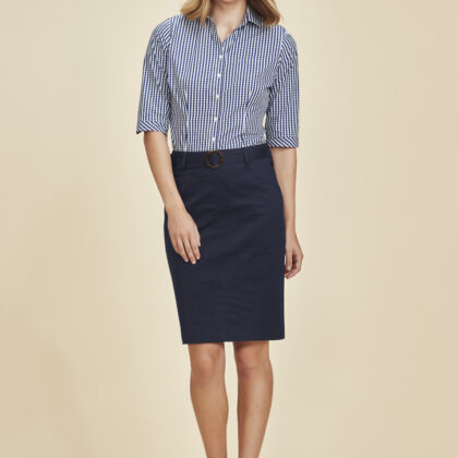 Womens Mid Waist Stretch Chino Skirt