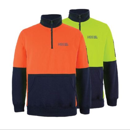 Hi Vis 330gsm 1/2 Zip Fleece