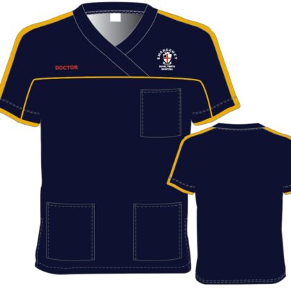 Scrub Top with Contrast Sleeve Trim- Emergency
