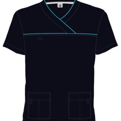 Unisex Scrub Top with Piping to neck and chest