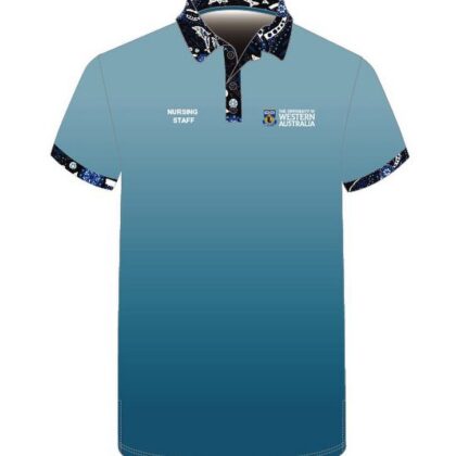 Polo with custom sublimation to neck, placket and sleeve cuffs
