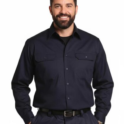 Cool-Breeze Cotton Long Sleeve Cotton Work Shirt