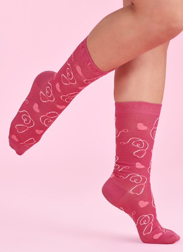 NBCF- Unisex Pink Happy Feet Comfort Socks