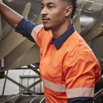 Mens Rugged Cooling Hi Vis Segmented Tape Long Sleeve Shirt