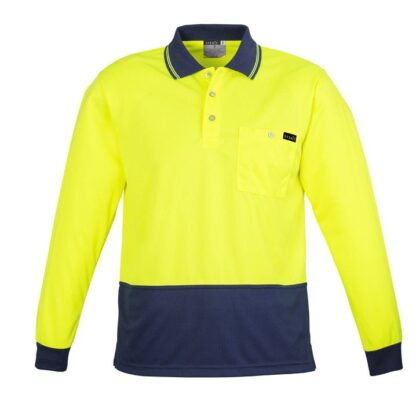 Mens Hi Vis Comfort Back Long Sleeve Polo