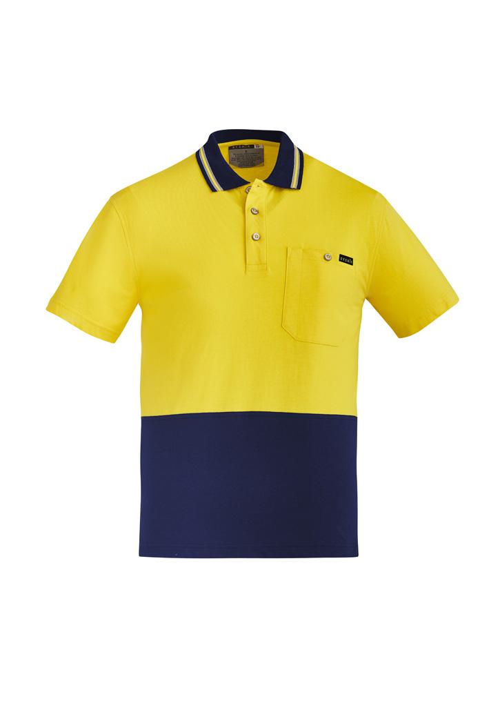 Mens Hi Vis Cotton Short Sleeve Polo - Image 2