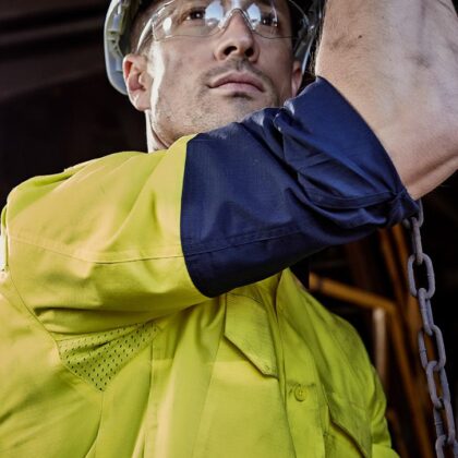 Mens Rugged Cooling Hi Vis Long Sleeve Shirt