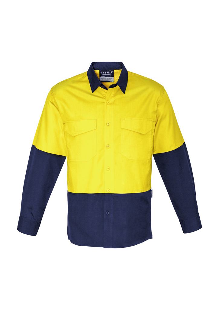 Mens Rugged Cooling Hi Vis Long Sleeve Shirt - Image 2