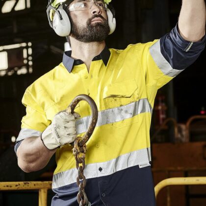 Mens Rugged Cooling Hi Vis Taped Long Sleeve Shirt