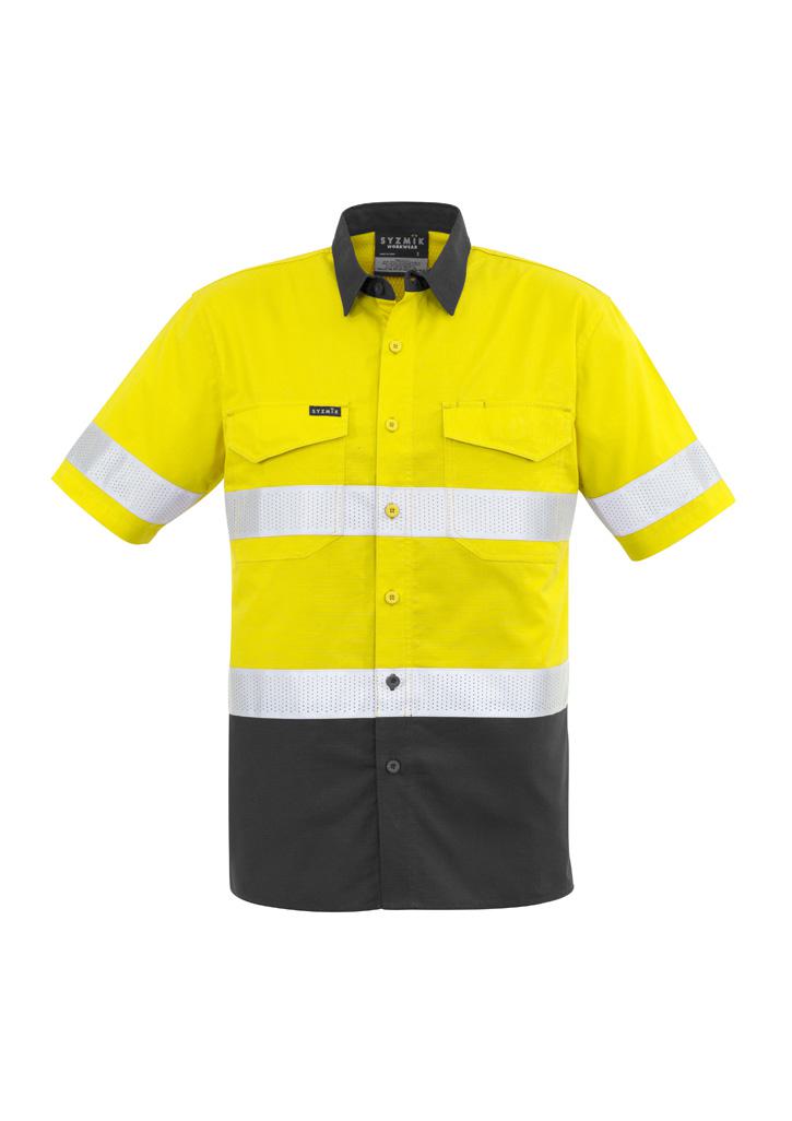 Mens Rugged Cooling Hi Vis Taped Short Sleeve Shirt - Image 4