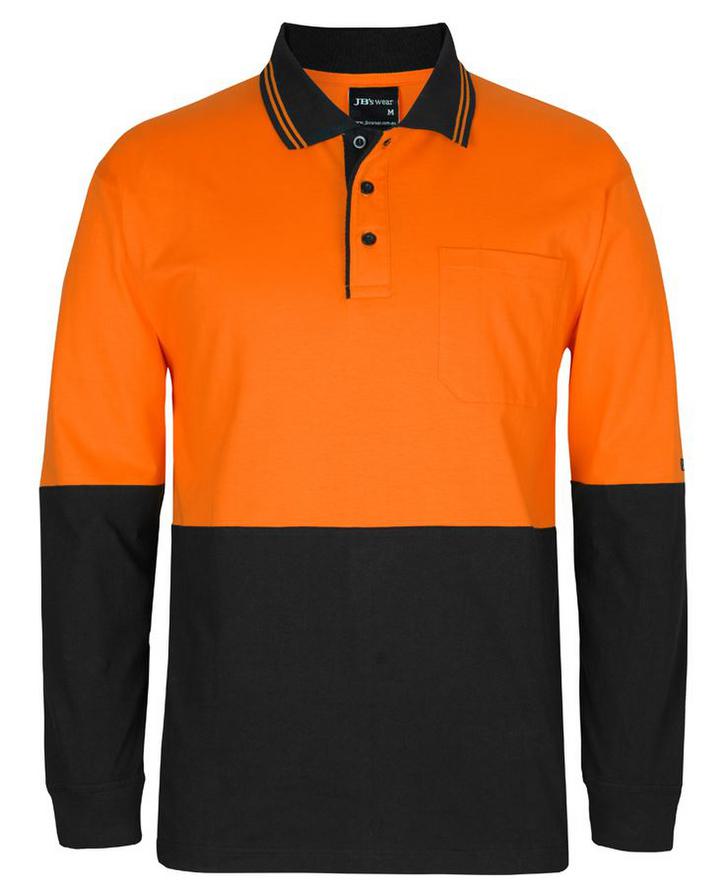 Hi Vis L/S Cotton Polo - Image 5