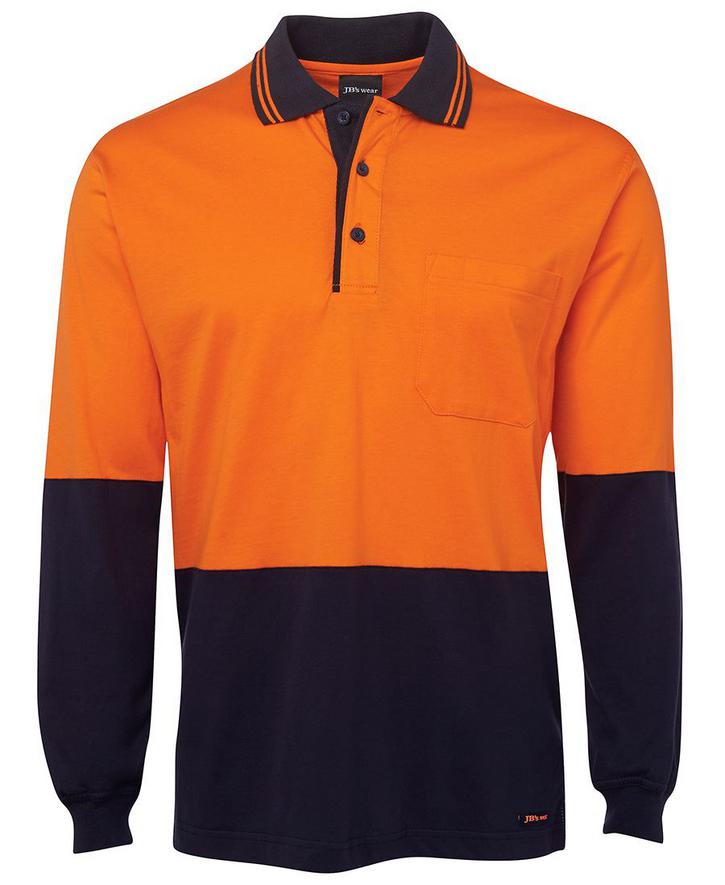 Hi Vis L/S Cotton Polo - Image 4