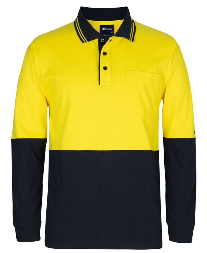 Hi Vis L/S Cotton Polo - Image 2