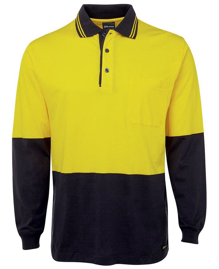 Hi Vis L/S Cotton Polo - Image 3