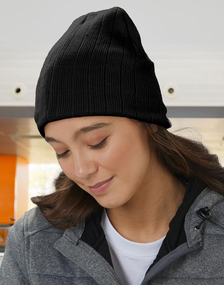 Cable Knit Beanie with Fleece Headband