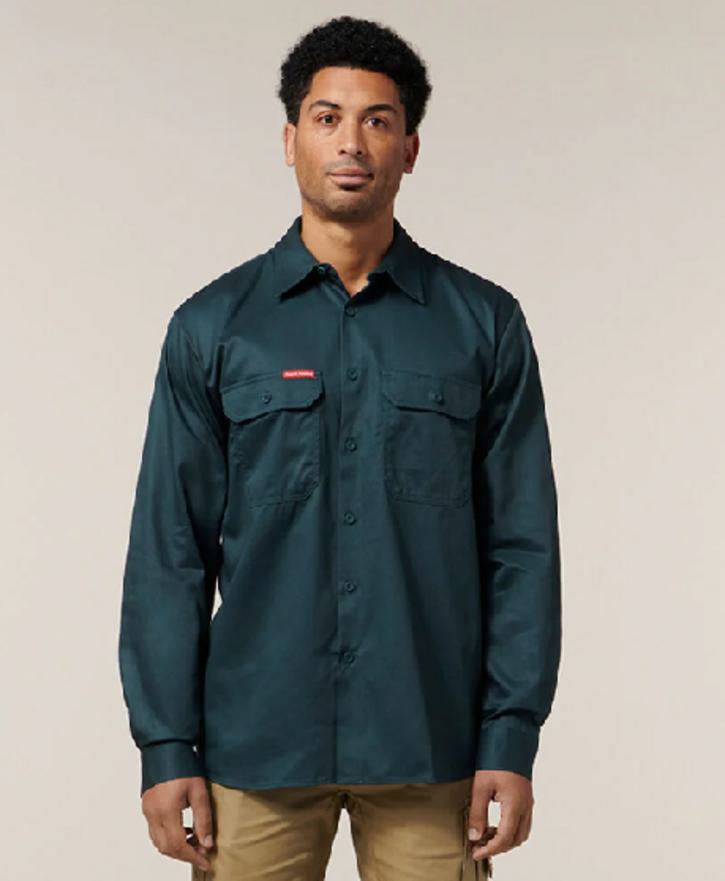 Long Sleeve Open Front Cotton Drill Shirt - Image 5