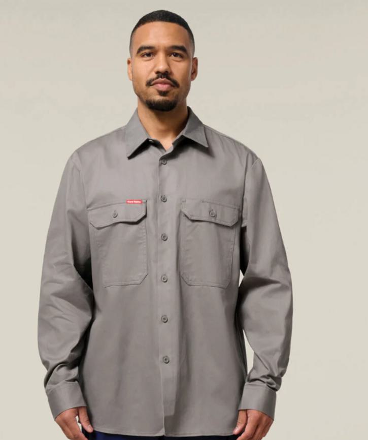 Long Sleeve Open Front Cotton Drill Shirt - Image 3