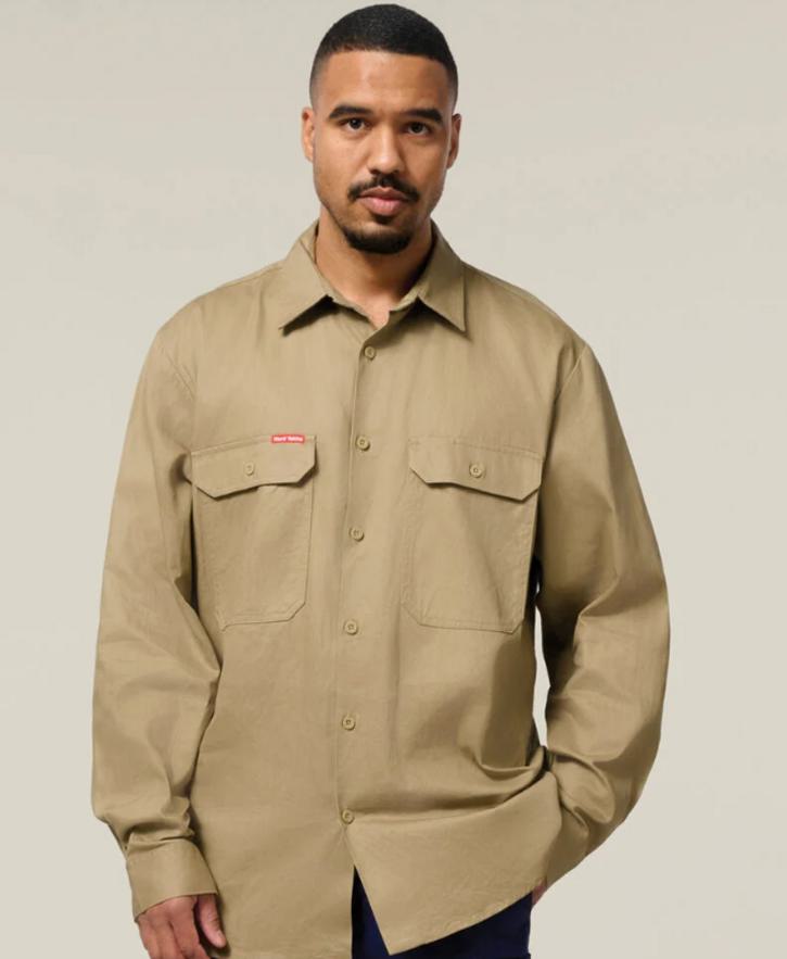 Long Sleeve Open Front Cotton Drill Shirt - Image 4
