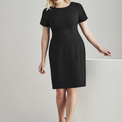 Womens Comfort Wool Stretch S/S Shift Dress