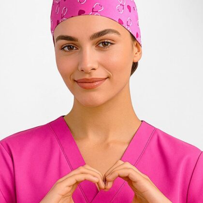 NBCF - Unisex Pink Printed Scrub Cap