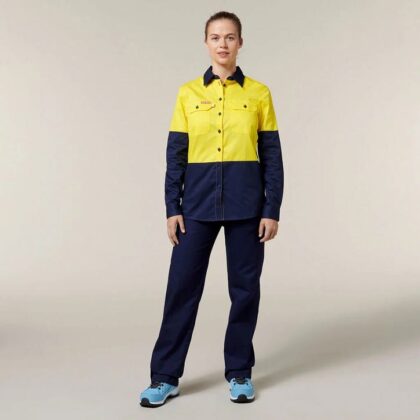 Womens Core 2 Tone Hi-Vis Vented Long Sleeve Shirt