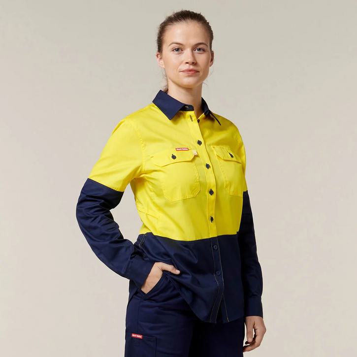 Womens Core 2 Tone Hi-Vis Vented Long Sleeve Shirt - Image 2