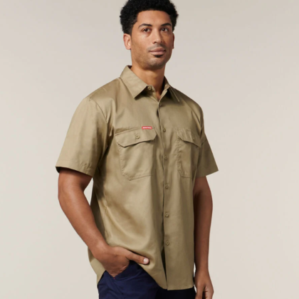 RPH - Short Sleeve Open Front Cotton Drill Work Shirt